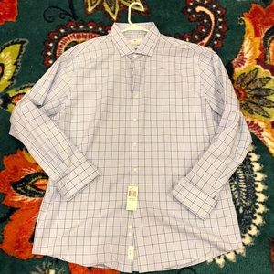 Ryan Seacrest Blue Windowpane French Cuff Slim Fit